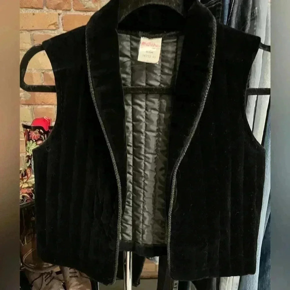 Vintage Panther black velvet cropped vest with trim size small - Picture 1 of 10